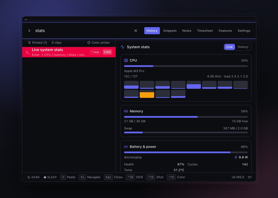 System stats